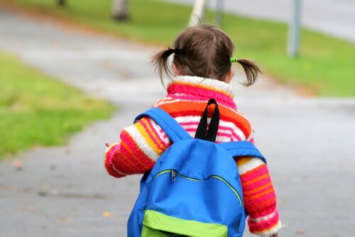 Child walking to day care